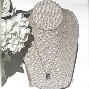 Silver Tone Stainless Steel  initial Pendant necklace Letter E